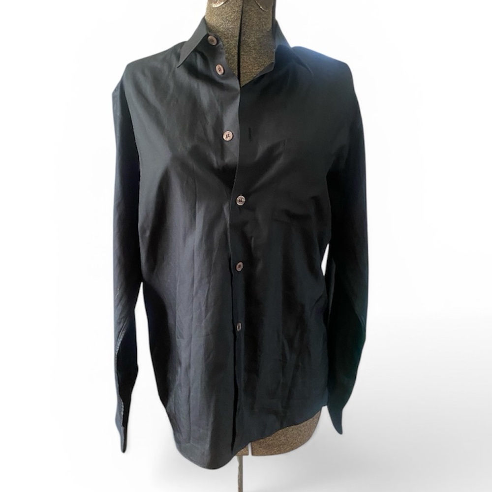 Vintage Men's Helmut Lang Y2K Black Button Down Shirt Made in Italy Sz 38 15